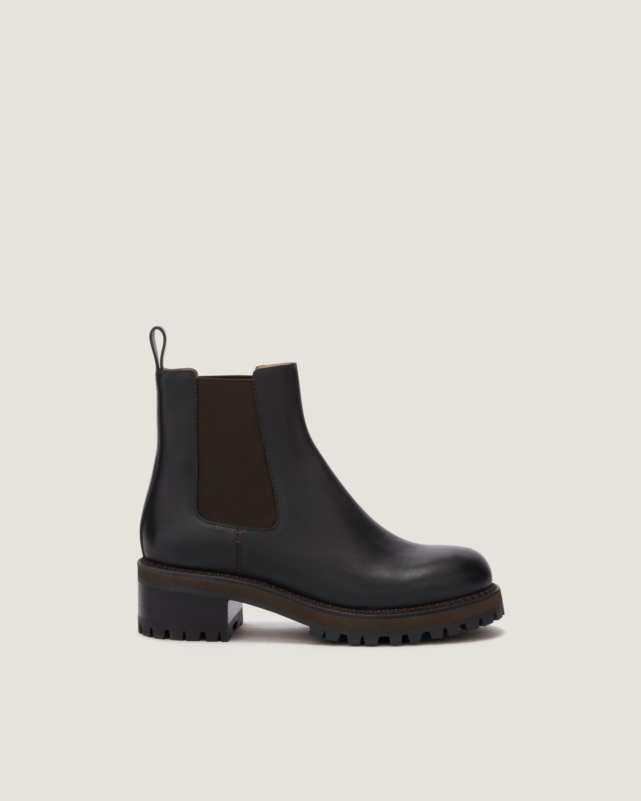 Faye Black Leather Chelsea Bootie Odissi