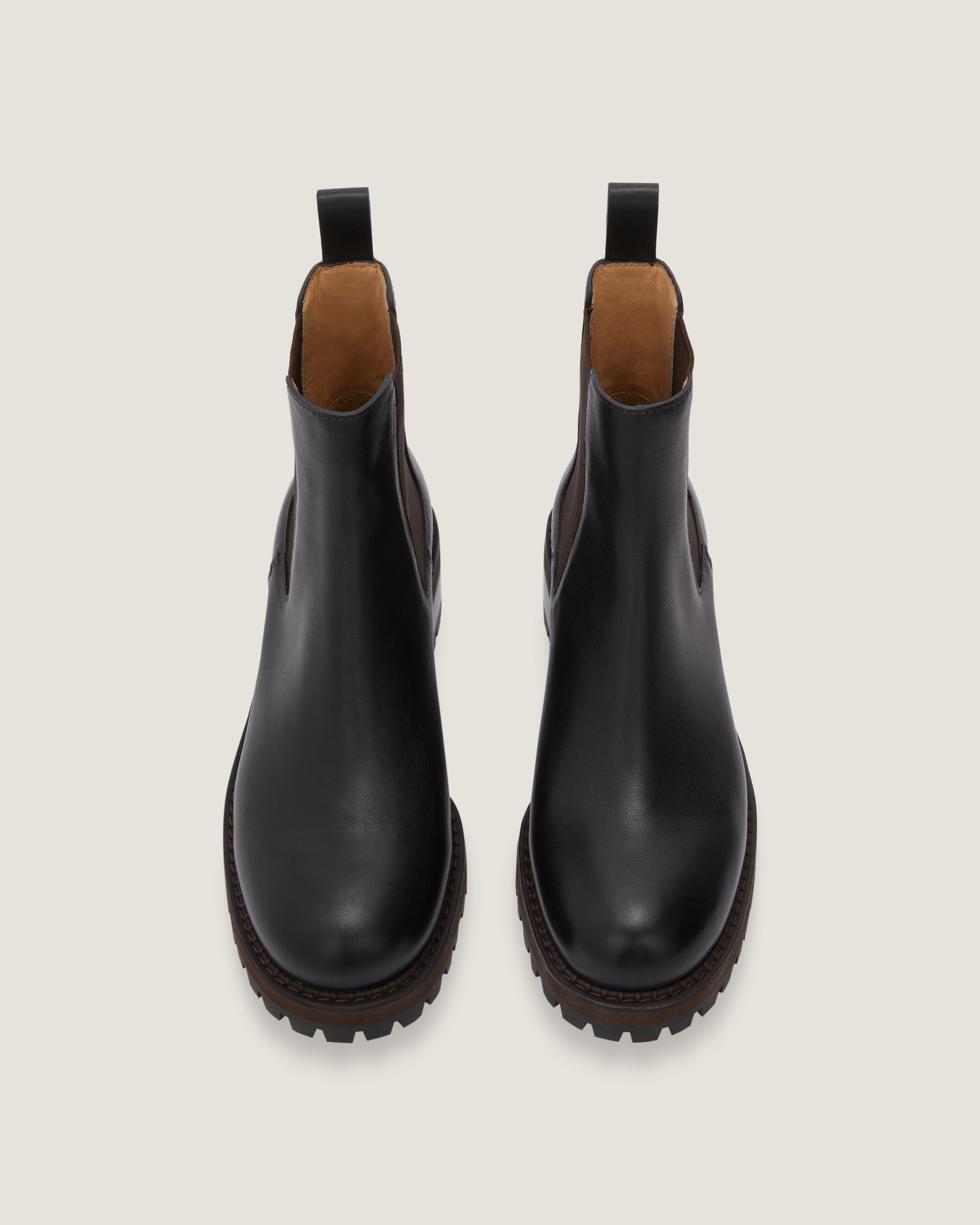 Faye Black Leather Chelsea Bootie Odissi