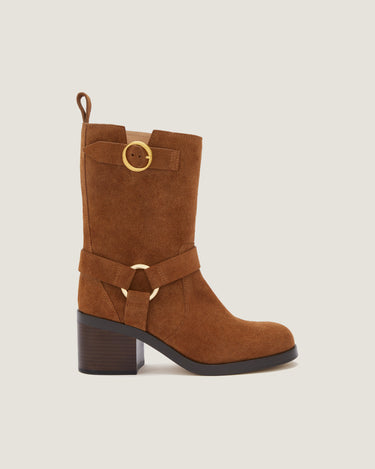 Hailey Tan Suede Leather Biker Boot - Odissì - 1