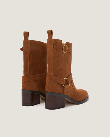 Hailey Tan Suede Leather Biker Boot - Odissì - 2
