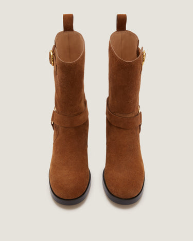 Hailey Tan Suede Leather Biker Boot - Odissì - 4