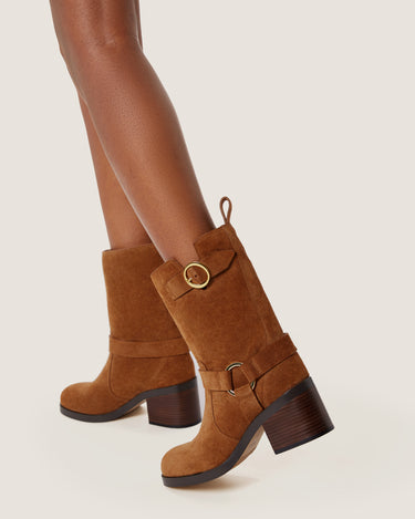 Hailey Tan Suede Leather Biker Boot - Odissì - 5