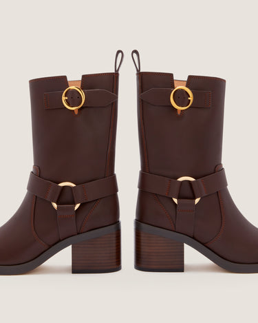 Hailey Dark Brown Leather Biker Boot - Odissì - 3