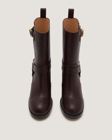 Hailey Dark Brown Leather Biker Boot - Odissì - 4