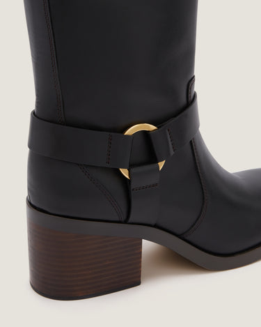 Hailey Black Leather Biker Boot - Odissì - 3