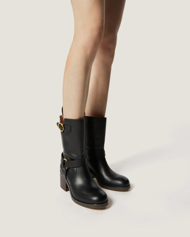 Hailey Black Leather Biker Boot - Odissì - 5