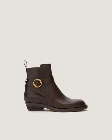 Ornella Dark Brown Leather Bootie - Odissì
