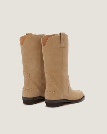 Frances Natural Soft Suede Cowboy Boot - Odissì - 2