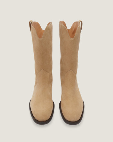 Frances Natural Soft Suede Cowboy Boot - Odissì - 4