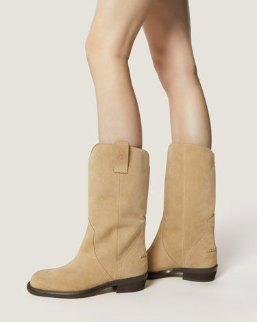 Frances Natural Soft Suede Cowboy Boot - Odissì - 5