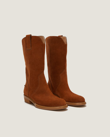 Frances Tan Soft Suede Cowboy Boot - Odissì - 2