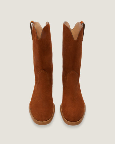 Frances Tan Soft Suede Cowboy Boot - Odissì - 4
