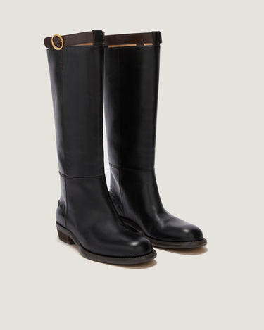 Emilie Black Leather Riding Boot - Odissì - 2