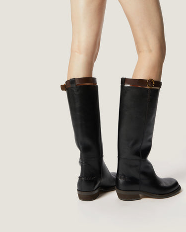Emilie Black Leather Riding Boot - Odissì - 5