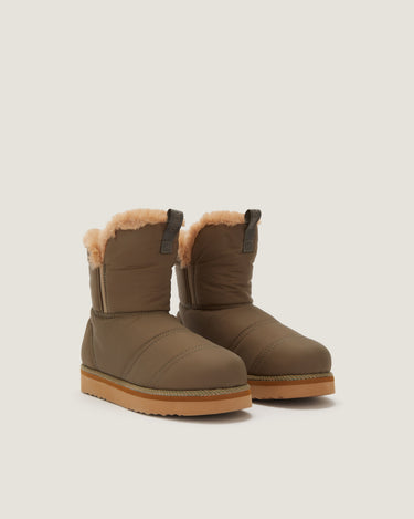 Rose Military Green Nylon Faux-Fur Lined Winter Boot - Odissì - 2