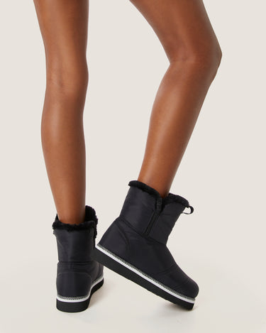 Rose Black Nylon Faux-Fur Lined Winter Boot - Odissì - 5